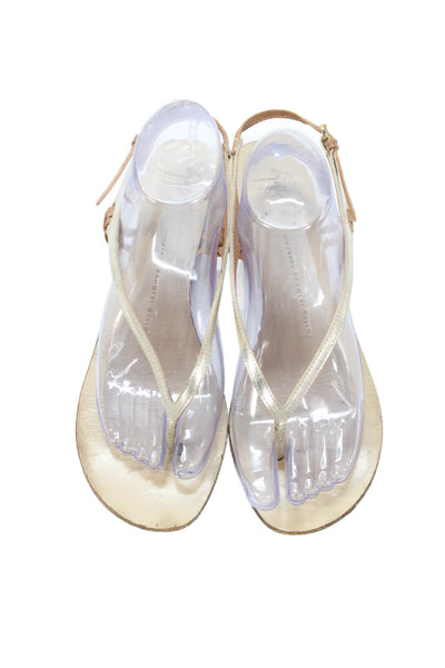 Giuseppe Zanotti Design Womens Leather Metallic Sandals Gold Size EUR 40