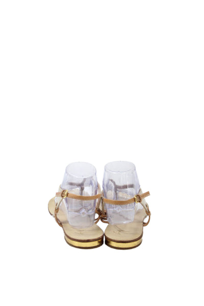 Giuseppe Zanotti Design Womens Leather Metallic Sandals Gold Size EUR 40