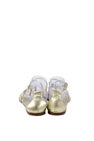 J Crew Womens Leather Thong Buckled Sandals Gold Size 9