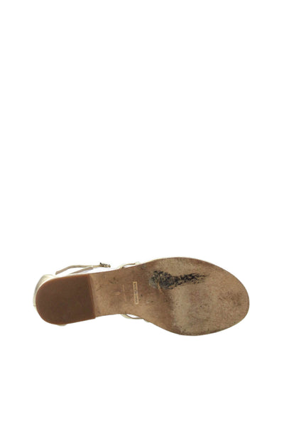 J Crew Womens Leather Thong Buckled Sandals Gold Size 9