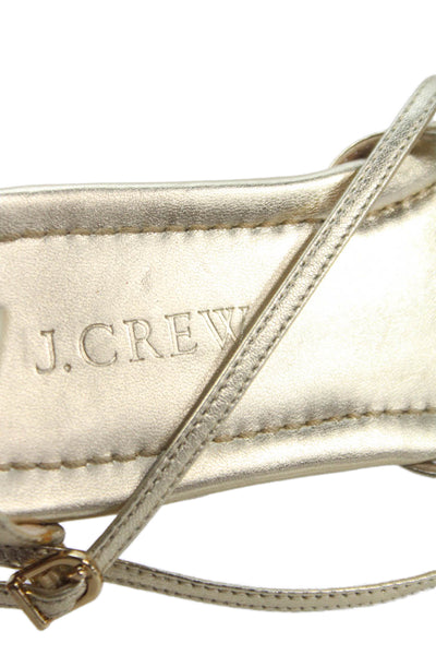 J Crew Womens Leather Thong Buckled Sandals Gold Size 9