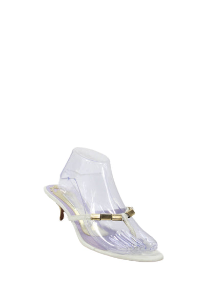 Pollini Womens Gold Tone Accents Kitten Heel Mules White Purple Size EUR 40