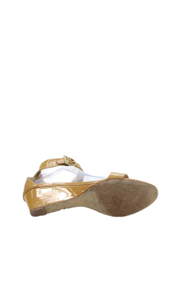 J Crew Womens Patent Leather Ankle Strap Wedge Heels Yellow Size 9