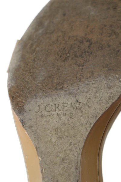 J Crew Womens Patent Leather Ankle Strap Wedge Heels Yellow Size 9