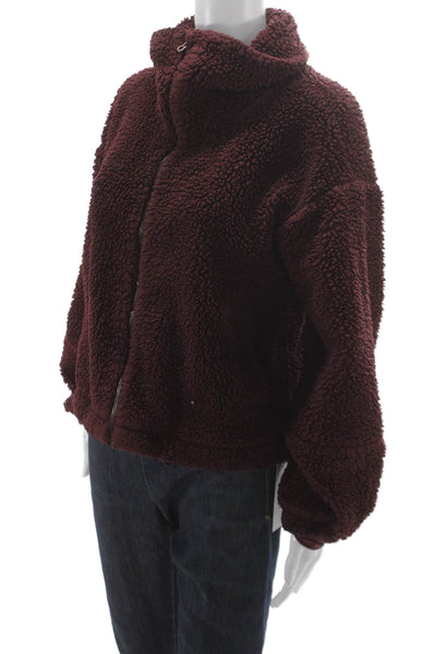 Lululemon Women Brown Fleece Drawstring High Neck Long Sleeve Jacket Size 8