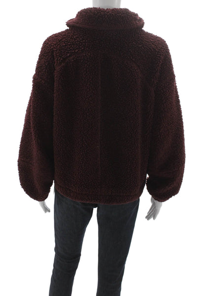Lululemon Women Brown Fleece Drawstring High Neck Long Sleeve Jacket Size 8