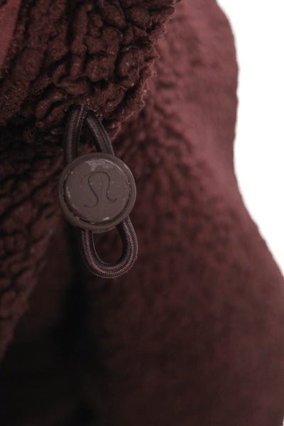 Lululemon Women Brown Fleece Drawstring High Neck Long Sleeve Jacket Size 8
