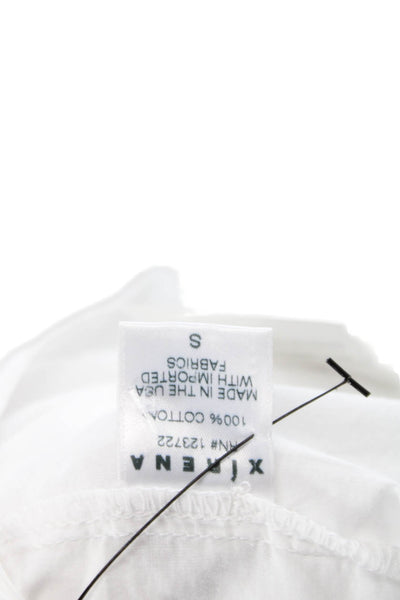 Xirena Women Basic White Button Up Cotton Collared Short Sleeve Blouse Size S