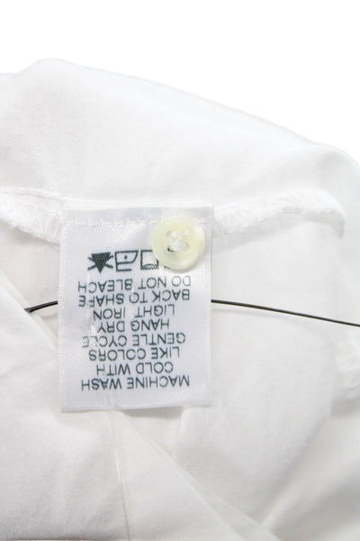 Xirena Women Basic White Button Up Cotton Collared Short Sleeve Blouse Size S