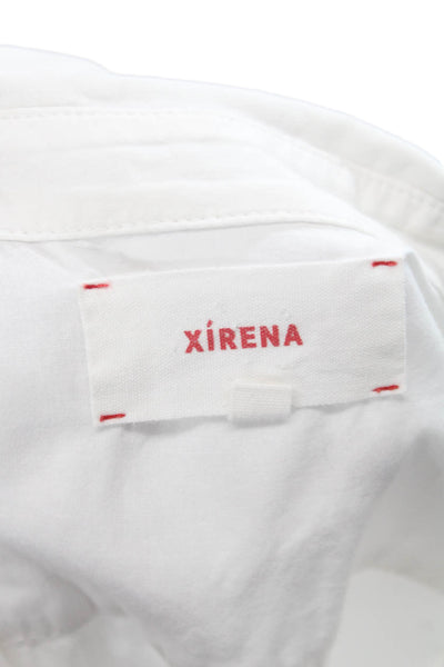Xirena Women Basic White Button Up Cotton Collared Short Sleeve Blouse Size S