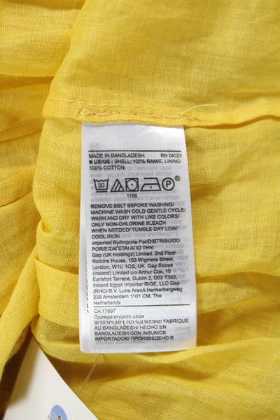 Banana Republic Women Shirt Dress Yellow Long Sleeve Mock Neck Size S
