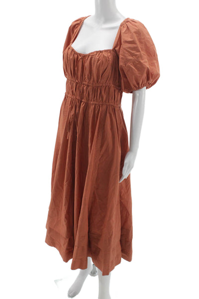 Ulla Johnson Women Fit & Flare Sundress Brown Square Neck Drawstring Size 4