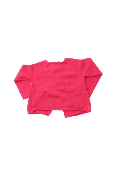 Bonpoint Girls Three Button Crew Neck Knit Cardigan Sweater Pink Size 18M