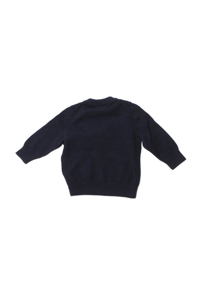 Ralph Lauren Boys Long Sleeve V Neck Logo Sweater Navy Blue Cotton Size 6 Months