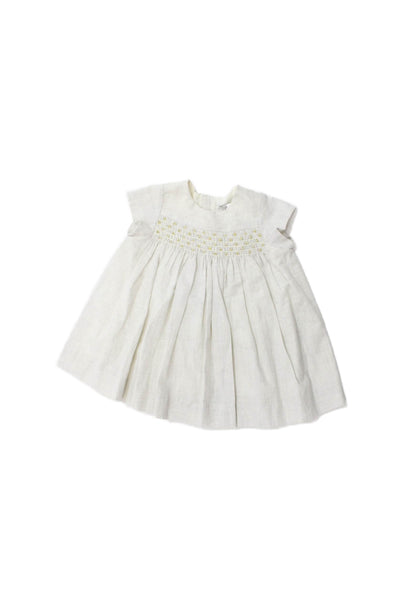 Bonpoint Girls Button Back Cap Sleeve Crew Neck Dress Gray Cotton Size 6M