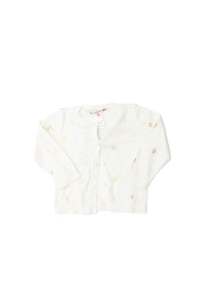 Bonpoint Girls Button Front Metallic Polka Dot Cardigan Sweater White Size 12M