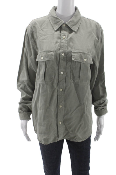 Everlane Mens Gray Tencel Long Sleeve Point Collar Button-Up Size M