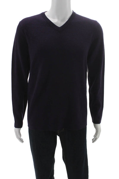 The Men's Store at Bloomingdale's Mens Pullover V-Neck Merino Purple Size M