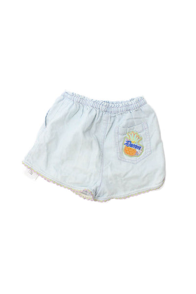 Zimmermann Childrens Girls Denim Crochet Trim Shorts Blue Cotton Size 8