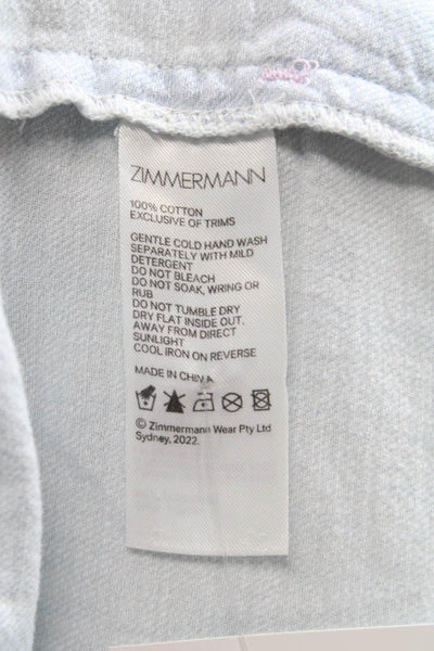 Zimmermann Childrens Girls Denim Crochet Trim Shorts Blue Cotton Size 8