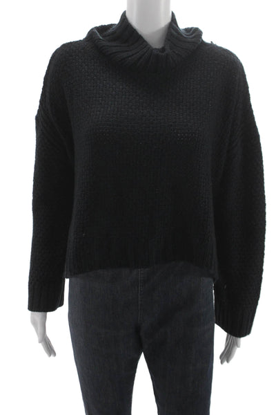 525 America Unisex Pullover Sweaters Black Mock Neck Long Sleeve Size S