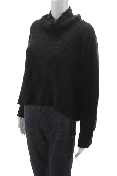 525 America Unisex Pullover Sweaters Black Mock Neck Long Sleeve Size S