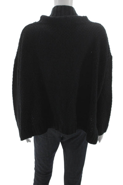 525 America Unisex Pullover Sweaters Black Mock Neck Long Sleeve Size S