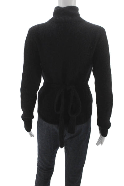 Ganni Unisex Pullover Sweater Black Wool Angora Turtleneck Long Sleeve Size S