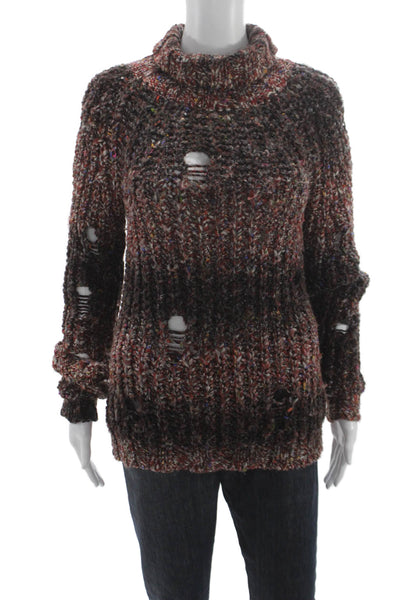 Mr & Mrs Italy Unisex Brown 100% Cashmere Turtleneck Pullover Long Sleeve Size S