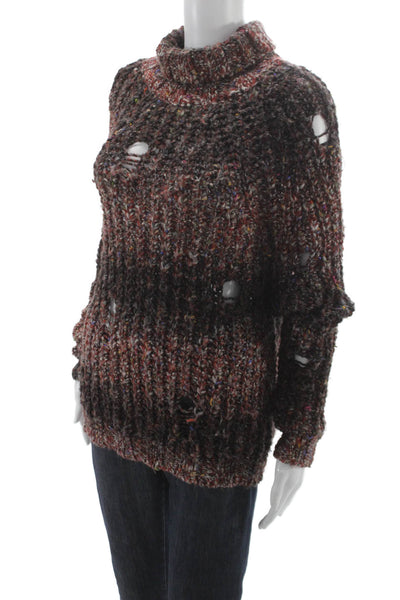 Mr & Mrs Italy Unisex Brown 100% Cashmere Turtleneck Pullover Long Sleeve Size S