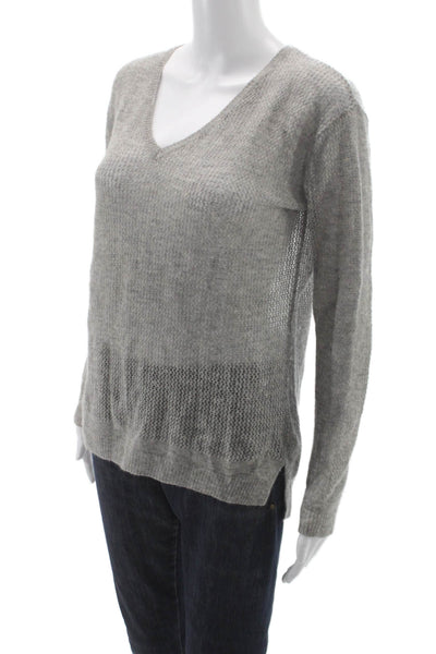 Velvet Womens Pullover Cashmere V-Neck Sweater Gray Long Sleeve Size XS