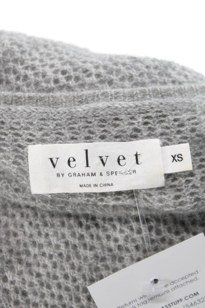 Velvet Womens Pullover Cashmere V-Neck Sweater Gray Long Sleeve Size XS