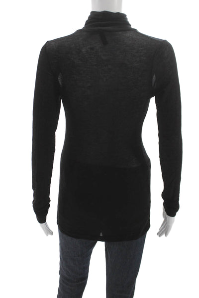 BCBG Max Azria Womens Black Cotton Spandex Turtleneck Long Sleeve Size 2XS