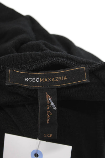 BCBG Max Azria Womens Black Cotton Spandex Turtleneck Long Sleeve Size 2XS