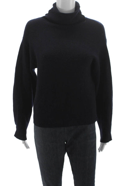 Vince Unisex Turtleneck Wool Pullover Dark Blue Button Size XS