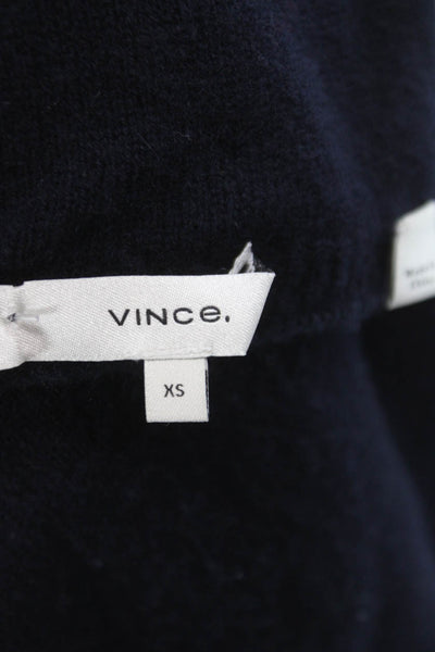 Vince Unisex Turtleneck Wool Pullover Dark Blue Button Size XS