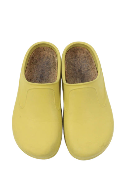 Aime Leon Dore Womens Rubber Slip On Flat Mules Shoes Yellow Size 5/5.5