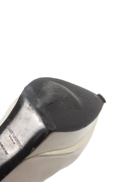 Saint Laurent Womens Leather Pointed Toe Platform Pumps Shoes White Size 6.5