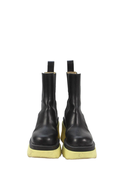 Bottega Veneta Womens Leather Color Block Platform Boots Shoes Black Yellow Sz 7