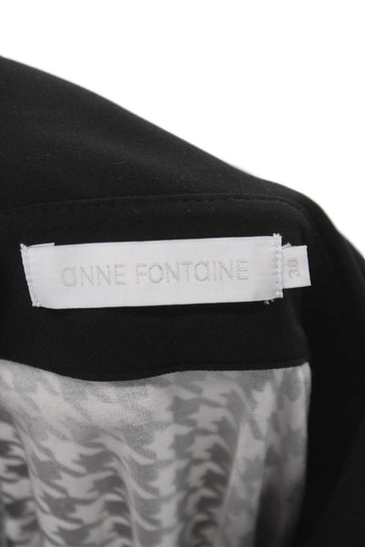 Anne Fontaine Women Black Geometric Button Up Blouse Long Sleeve Size 38