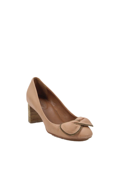 See by Chloe Womens Leather Chain Link Detail Pumps Beige Size 36 6