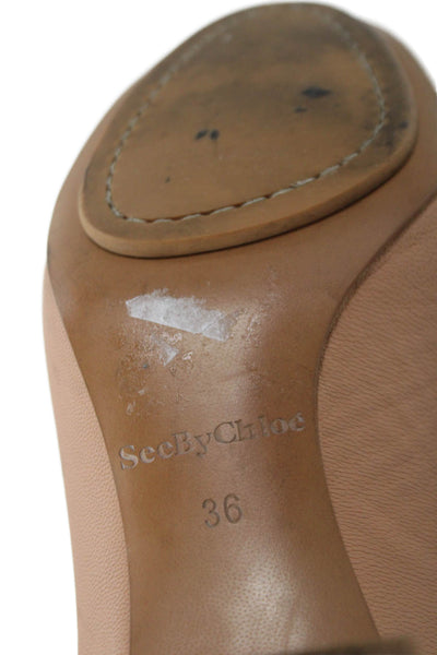 See by Chloe Womens Leather Chain Link Detail Pumps Beige Size 36 6