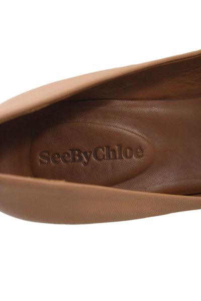 See by Chloe Womens Leather Chain Link Detail Pumps Beige Size 36 6
