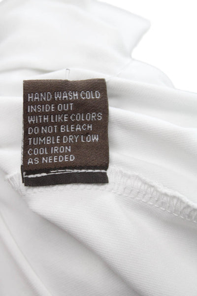 J. Mclaughlin Womens Silk Collared Button Up Long Sleeve White Basic Size M
