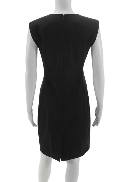 Theory Women Sheath Dress Black Wool Sleeveless Crew Neck Knee Length Size 2