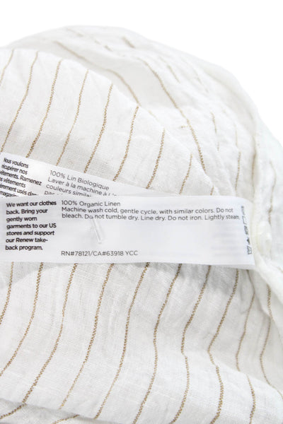 Eileen Fisher Womens Shirt Dress White Striped Linen Short Sleeve Size S