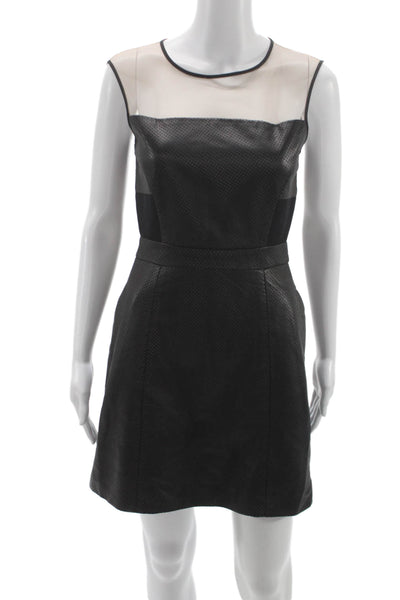 Wai Ming Women Sheath Mini Dress Black Sleeveless Knee Zip Size 2