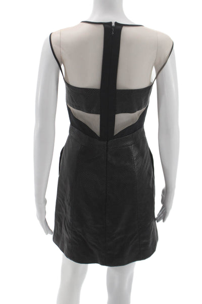 Wai Ming Women Sheath Mini Dress Black Sleeveless Knee Zip Size 2