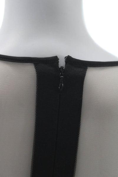 Wai Ming Women Sheath Mini Dress Black Sleeveless Knee Zip Size 2