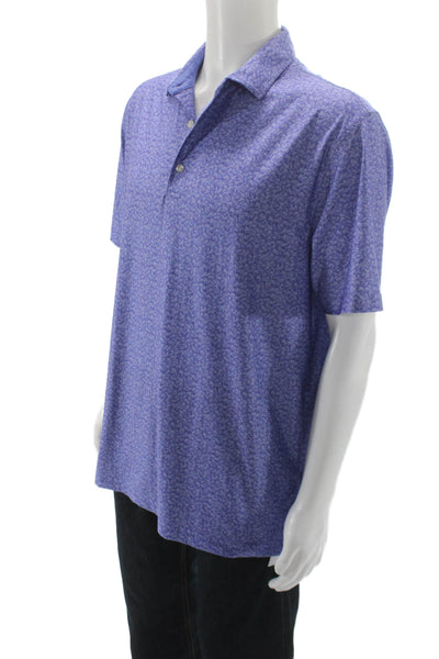 Hickey Freeman Mens Printed Short Sleeves Rugby Shirt Blue Size Large